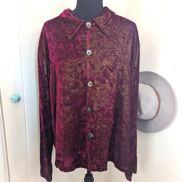 CP Shades L Red Burnout Velvet Top Whimsigoth Fairy Grunge Rebel Punk 90s 70s - Picture 1 of 10